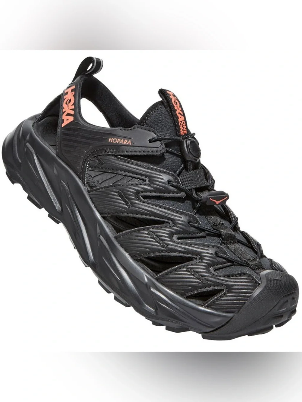 HOKA HOPARA Women's Water Shoes - Size 8.5 in Black/Coral Fusion